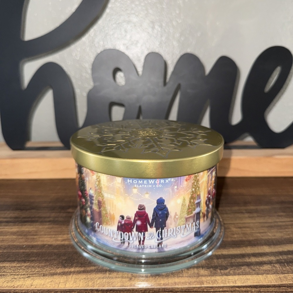 HomeWorx by‎ Slatkin & Co. Sugared Garland 18-oz Candle Countdown To Christmas